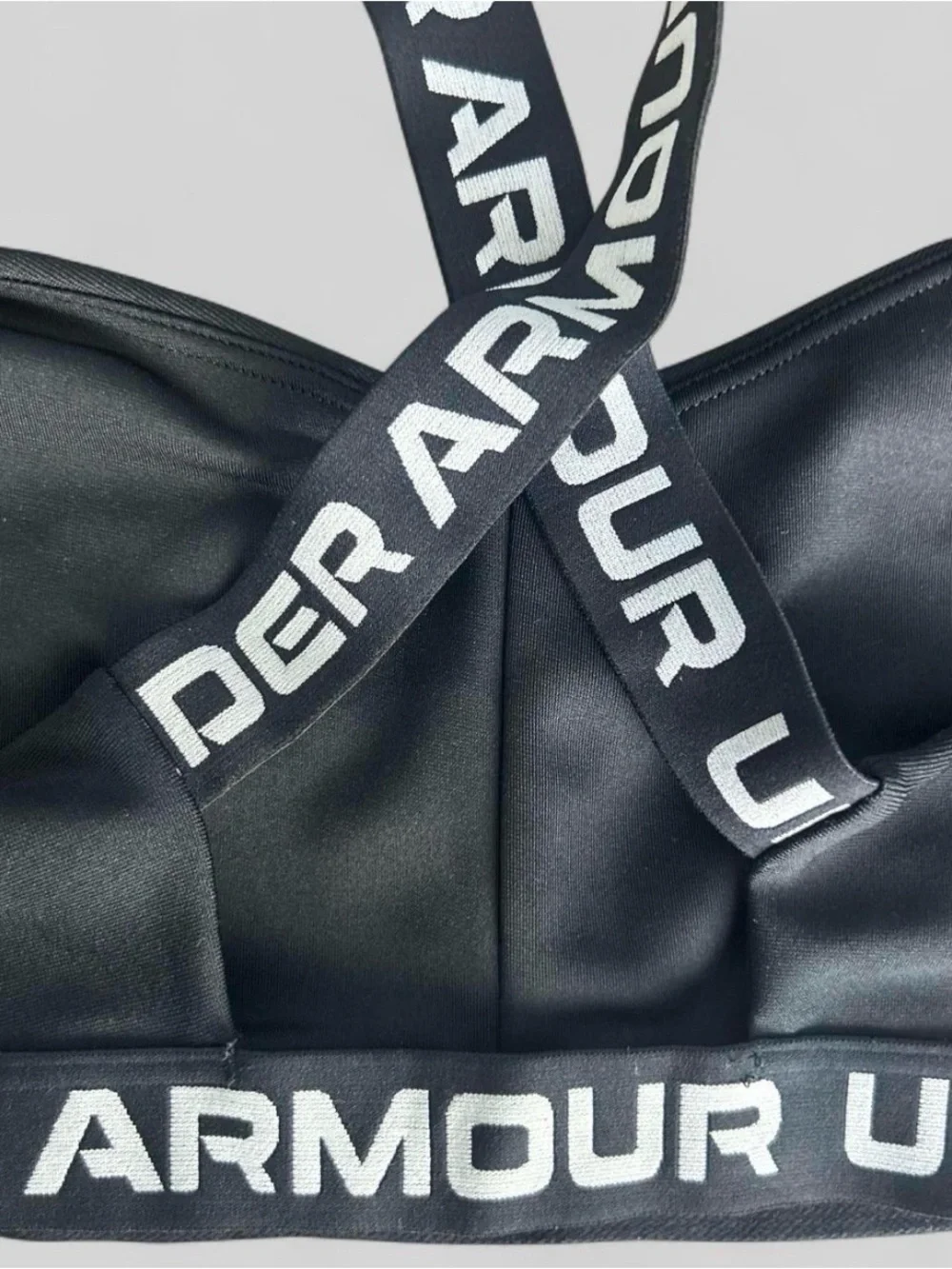 Under Armour Black Sports Bra with White Logo Straps